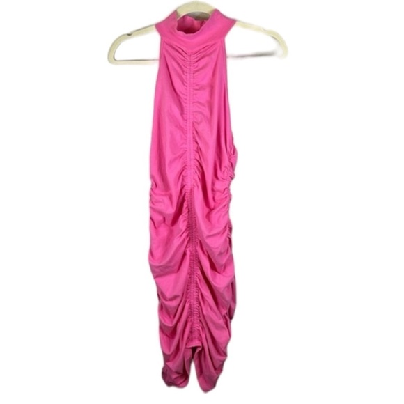 Monrow Dresses & Skirts - Monrow Revolve Pink Ruched High Neck Bodycon Dress Size S